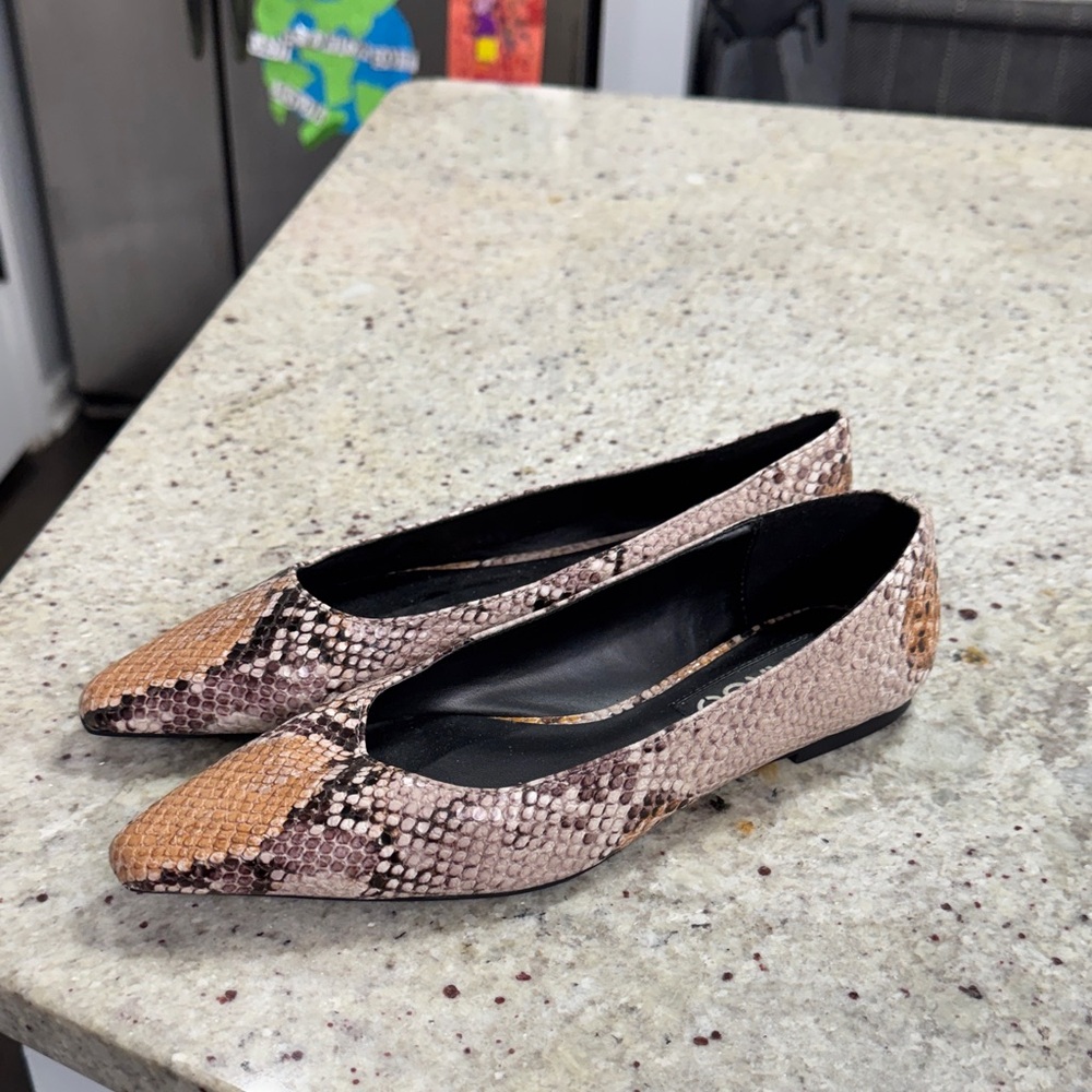 Mango Snakeskin Patterned Flats - image 1